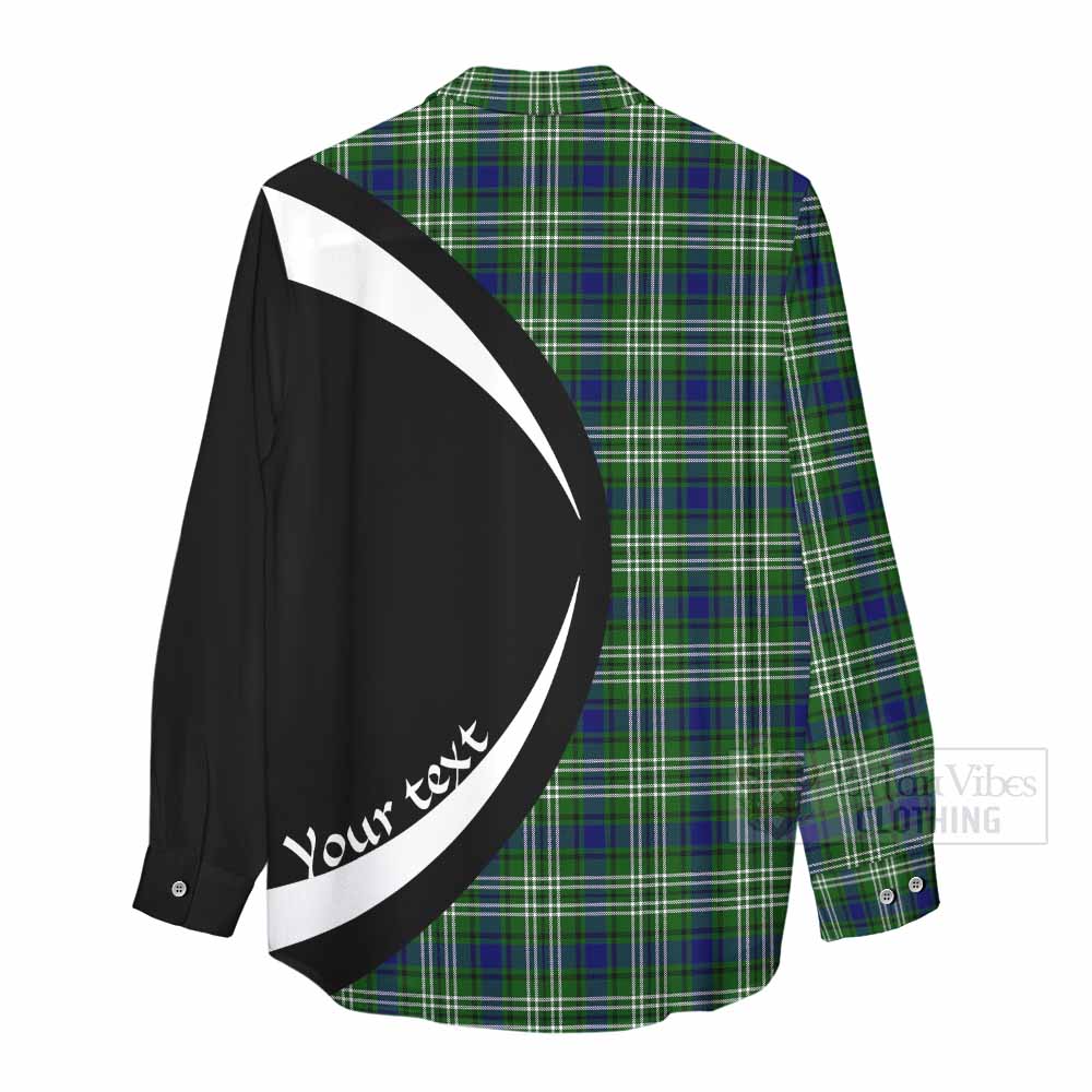 Haliburton Tartan Women's Casual Shirt with Family Crest Circle Style - Tartan Vibes Clothing