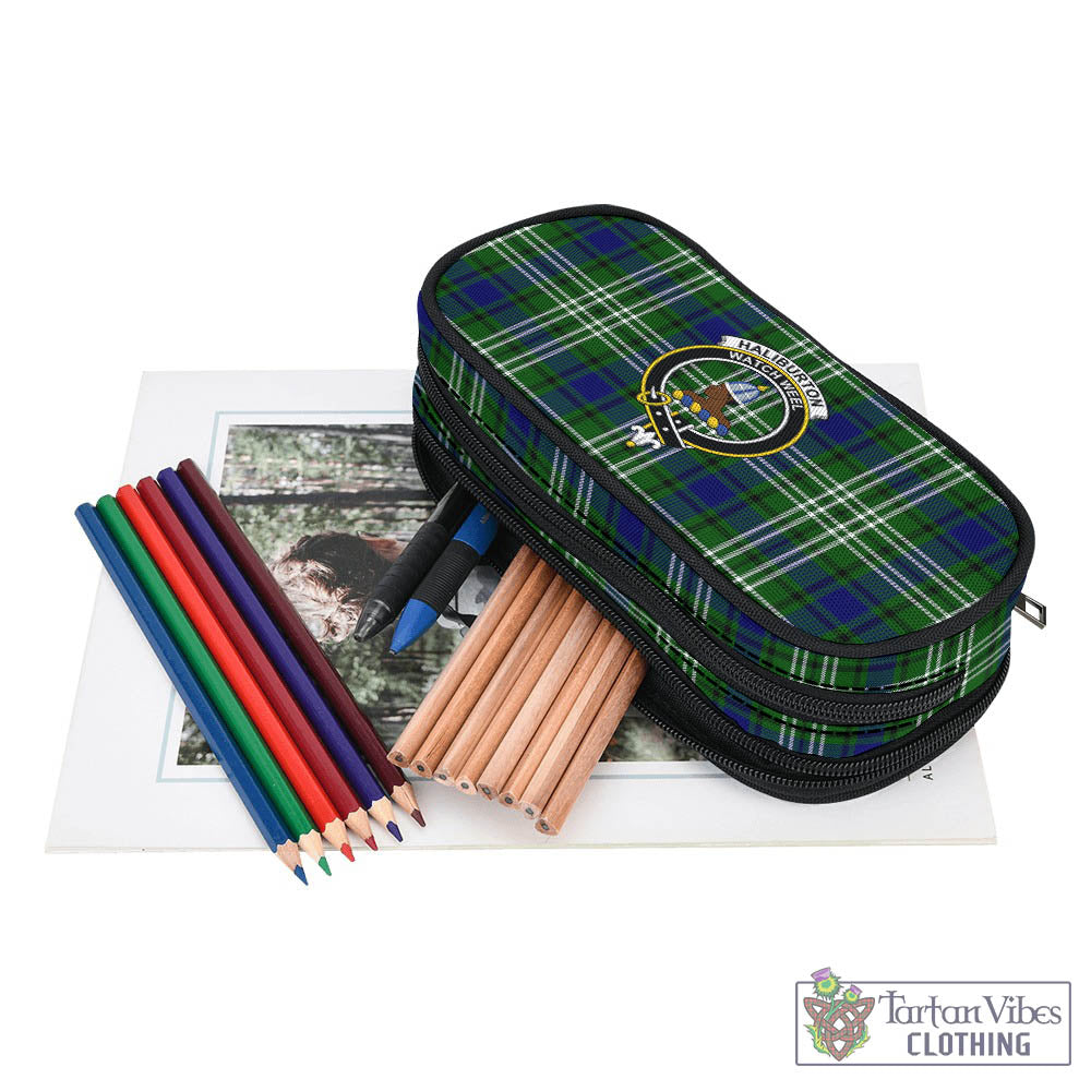 Haliburton Tartan Pen and Pencil Case with Family Crest - Tartan Vibes Clothing