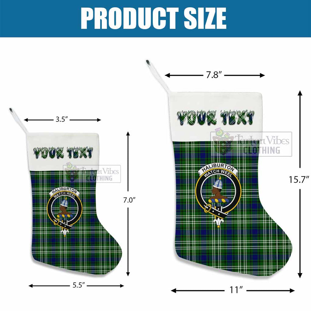 Haliburton Tartan Family Crest Christmas Stocking with Personalized Text - Tartan Vibes Clothing