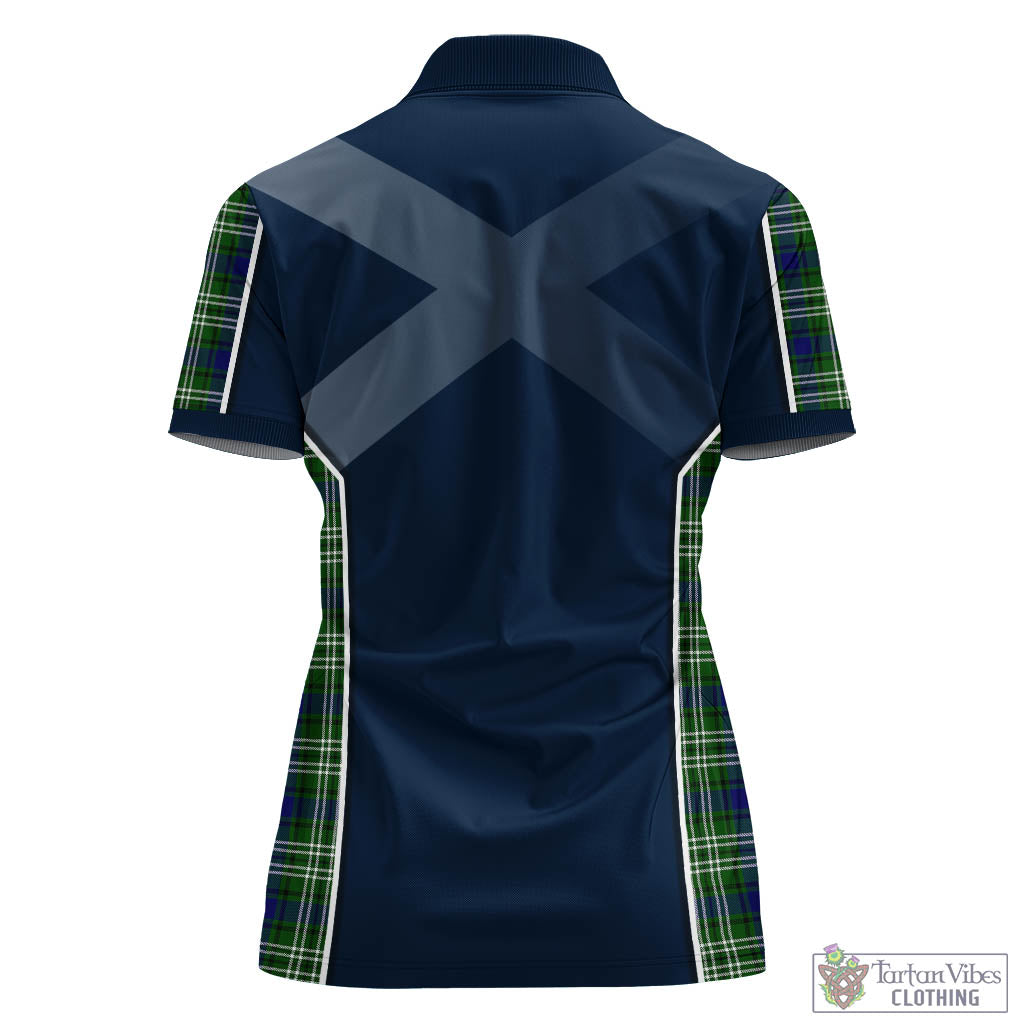 Tartan Vibes Clothing Haliburton Tartan Women's Polo Shirt with Family Crest and Scottish Thistle Vibes Sport Style