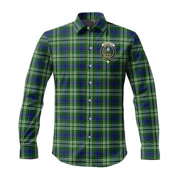 Haliburton Tartan Long Sleeve Button Up Shirt with Family Crest Men's Shirt - Tartan Vibes Clothing