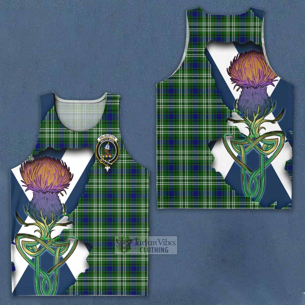 Haliburton Tartan Family Crest Men's Tank Top Scottish Thistle Celtic Inspired - Tartan Vibes Clothing