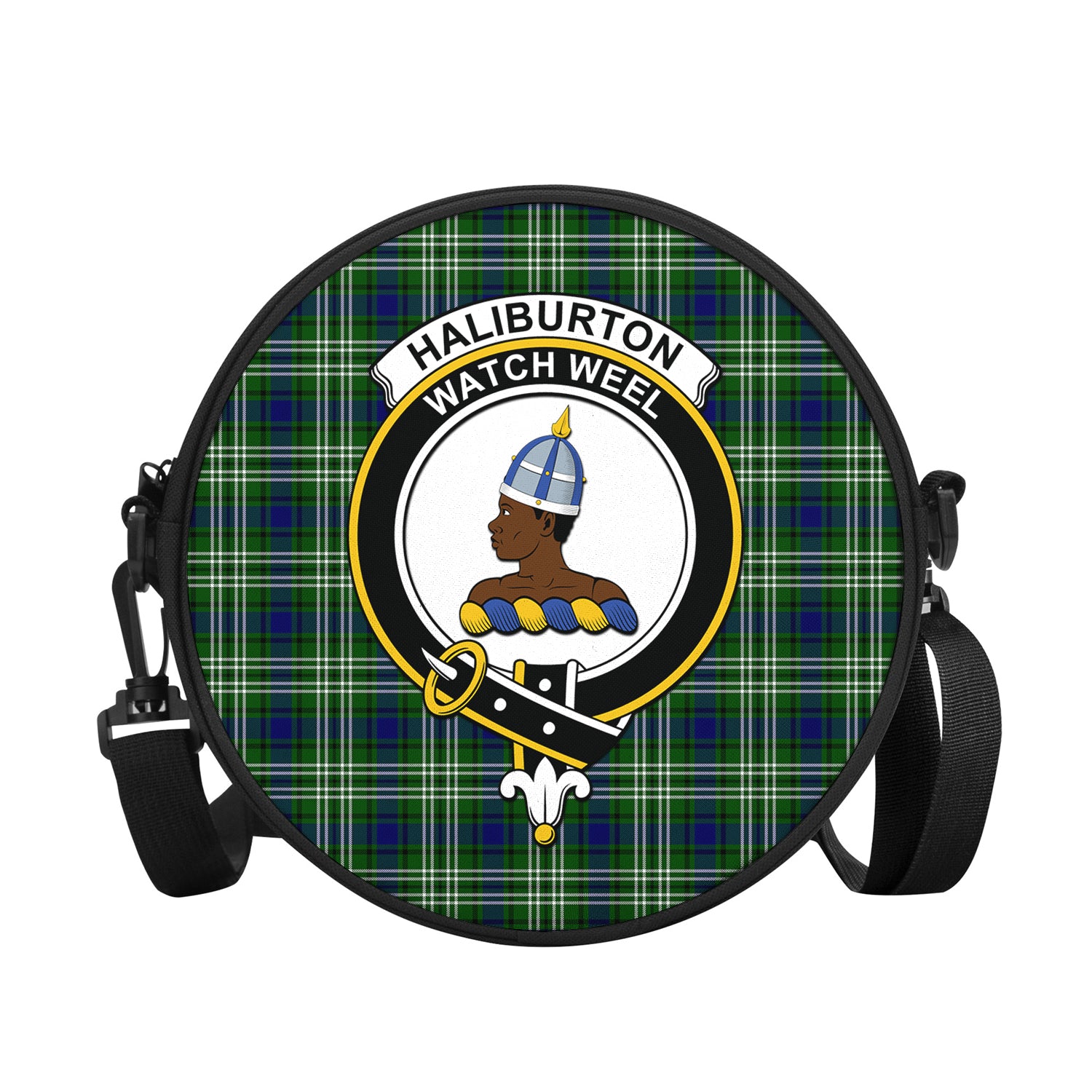 Haliburton Tartan Round Satchel Bags with Family Crest - Tartan Vibes Clothing
