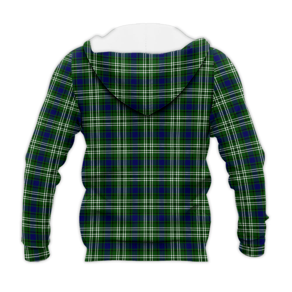 Haliburton Tartan Knitted Hoodie with Family Crest - Tartan Vibes Clothing