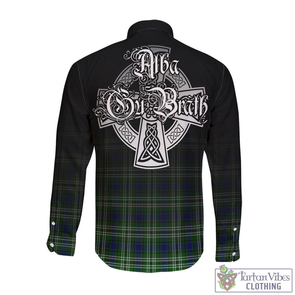 Haliburton Tartan Long Sleeve Button Up Featuring Alba Gu Brath Family Crest Celtic Inspired - Tartan Vibes Clothing