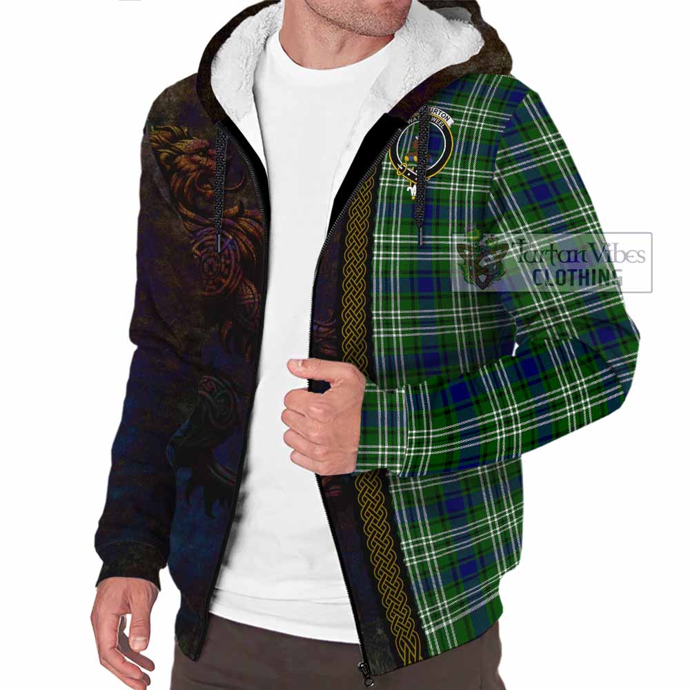 Tartan Vibes Clothing Haliburton Tartan Family Crest Sherpa Hoodie Alba Gu Brath Be Brave Lion Ancient Style