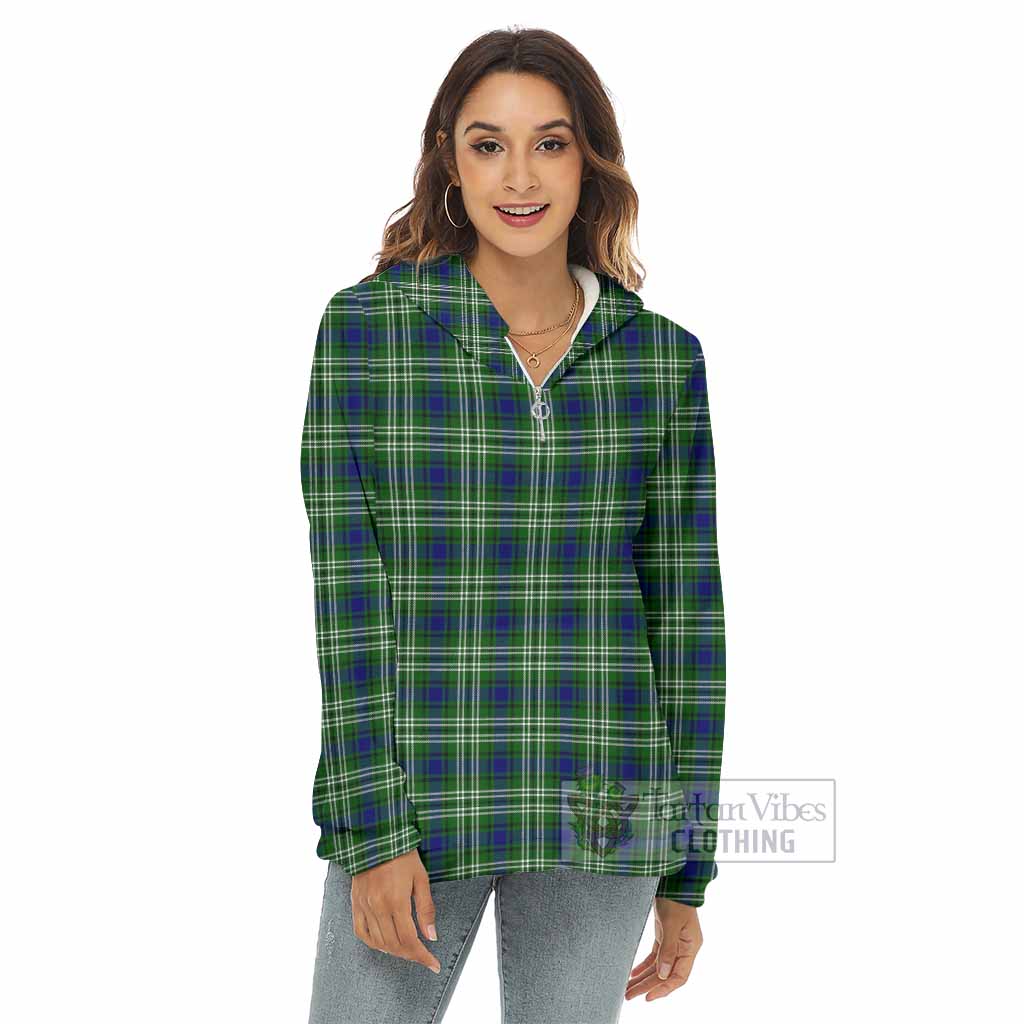 Haliburton Tartan Women's Borg Fleece Hoodie with Half Zip - Tartan Vibes Clothing