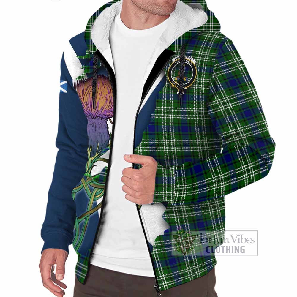 Haliburton Tartan Family Crest Sherpa Hoodie Scottish Thistle Celtic Inspired - Tartan Vibes Clothing