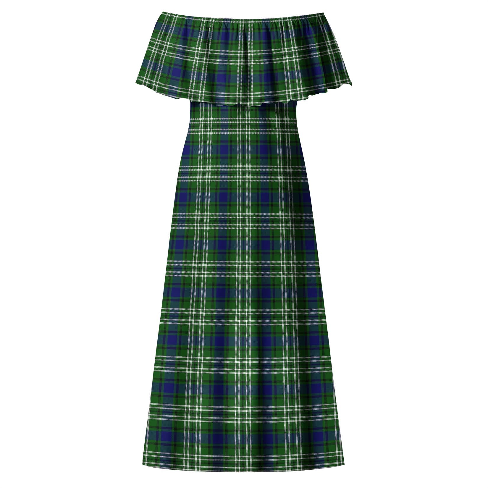 Haliburton Tartan Off Shoulder Long Dress - Tartan Vibes Clothing