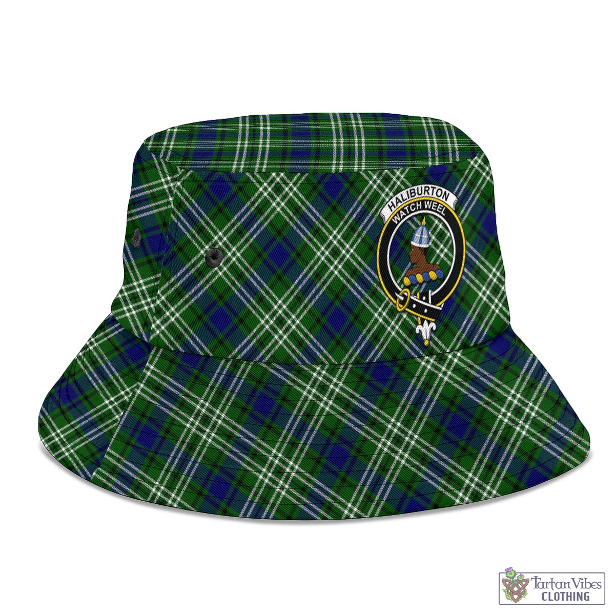 Haliburton Tartan Bucket Hat with Family Crest - Tartan Vibes Clothing