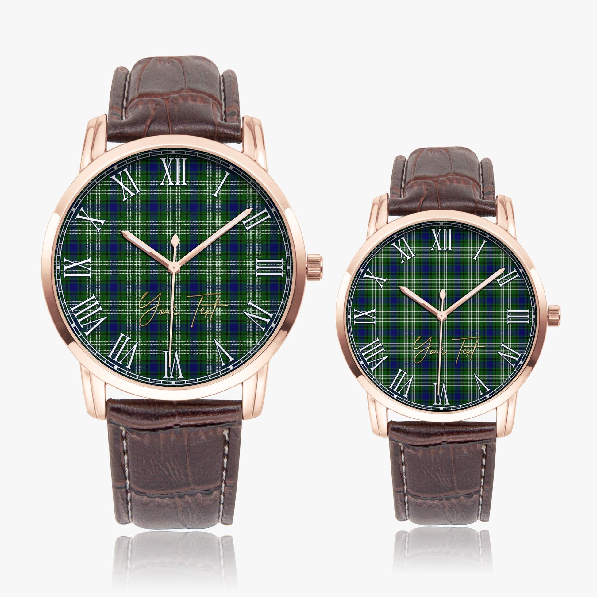 Haliburton Tartan Personalized Your Text Leather Trap Quartz Watch - Tartan Vibes Clothing