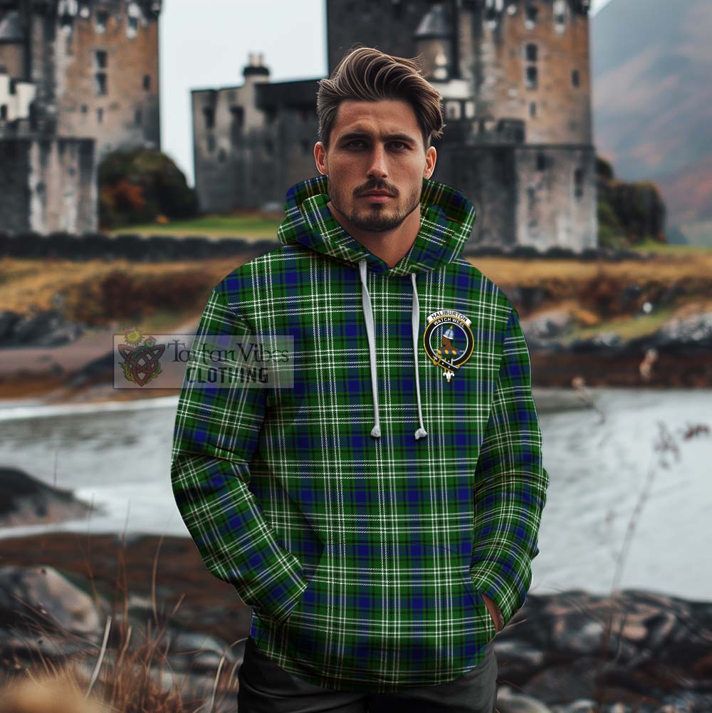 Haliburton Tartan Cotton Hoodie with Family Crest Celtic Skull Style - Tartan Vibes Clothing