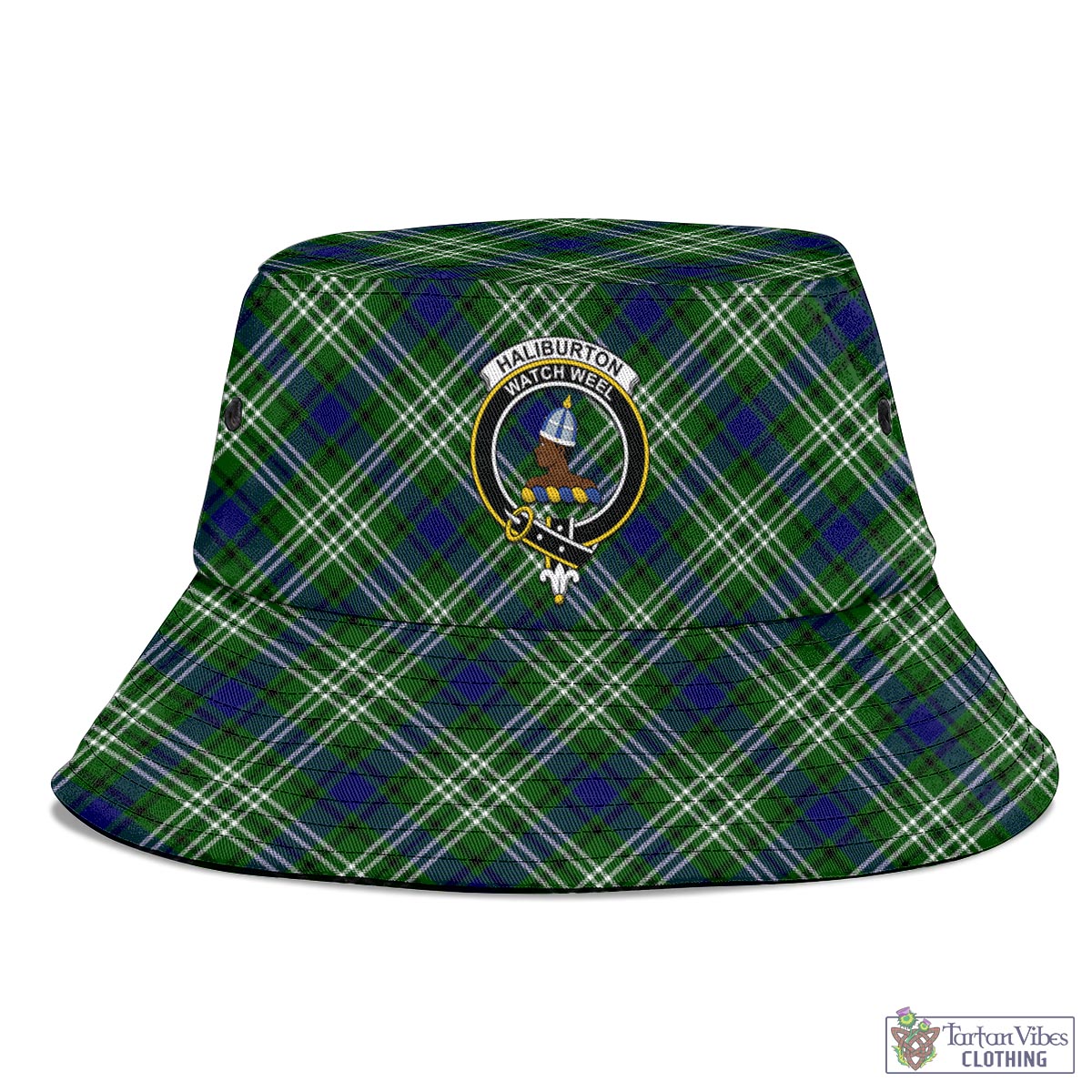 Haliburton Tartan Bucket Hat with Family Crest - Tartan Vibes Clothing