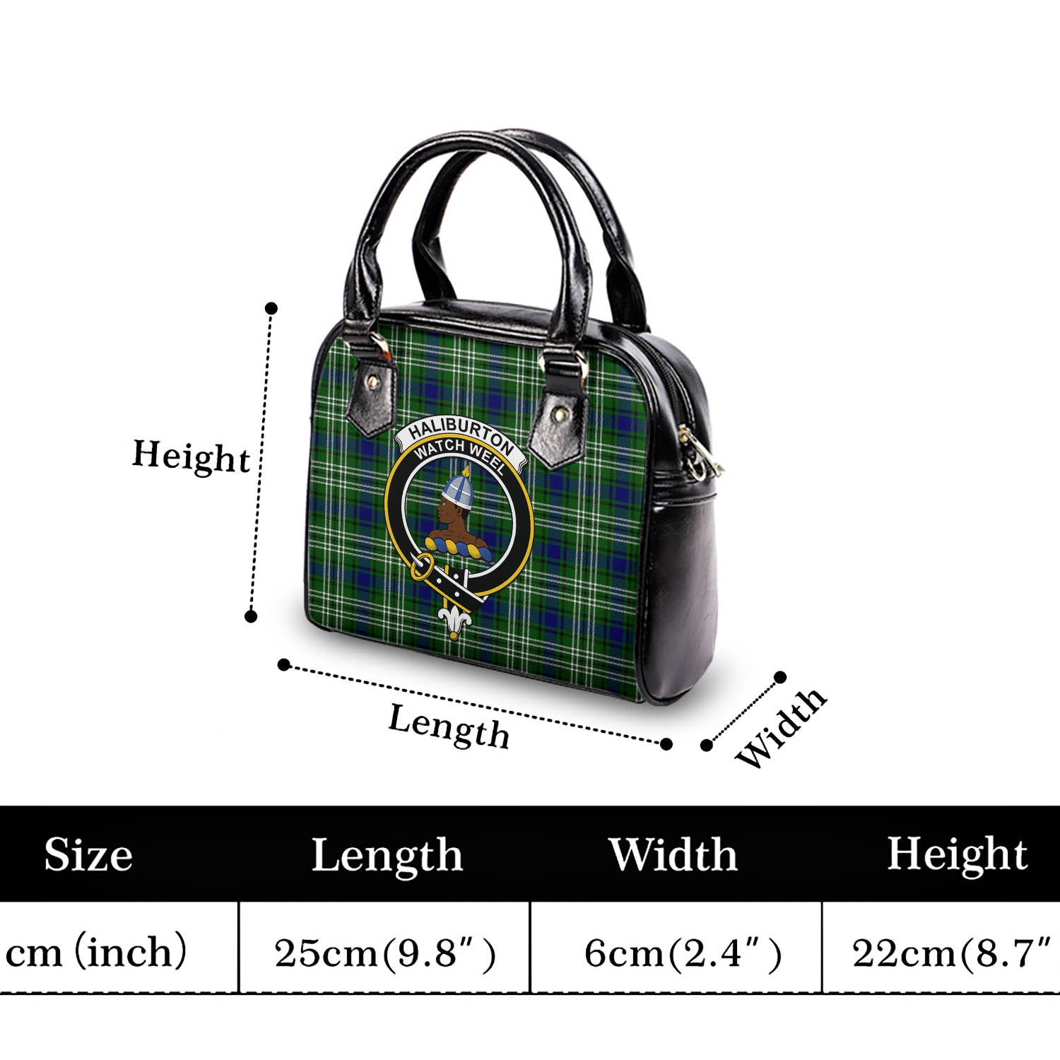 Haliburton Tartan Shoulder Handbags with Family Crest - Tartanvibesclothing