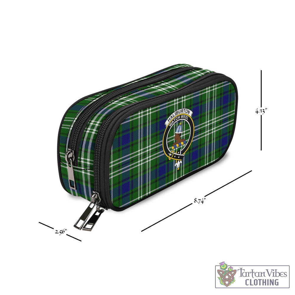 Haliburton Tartan Pen and Pencil Case with Family Crest - Tartan Vibes Clothing