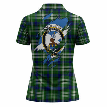 Haliburton Clan Crest In Me Tartan Women Polo Shirt Scotland Flag Style