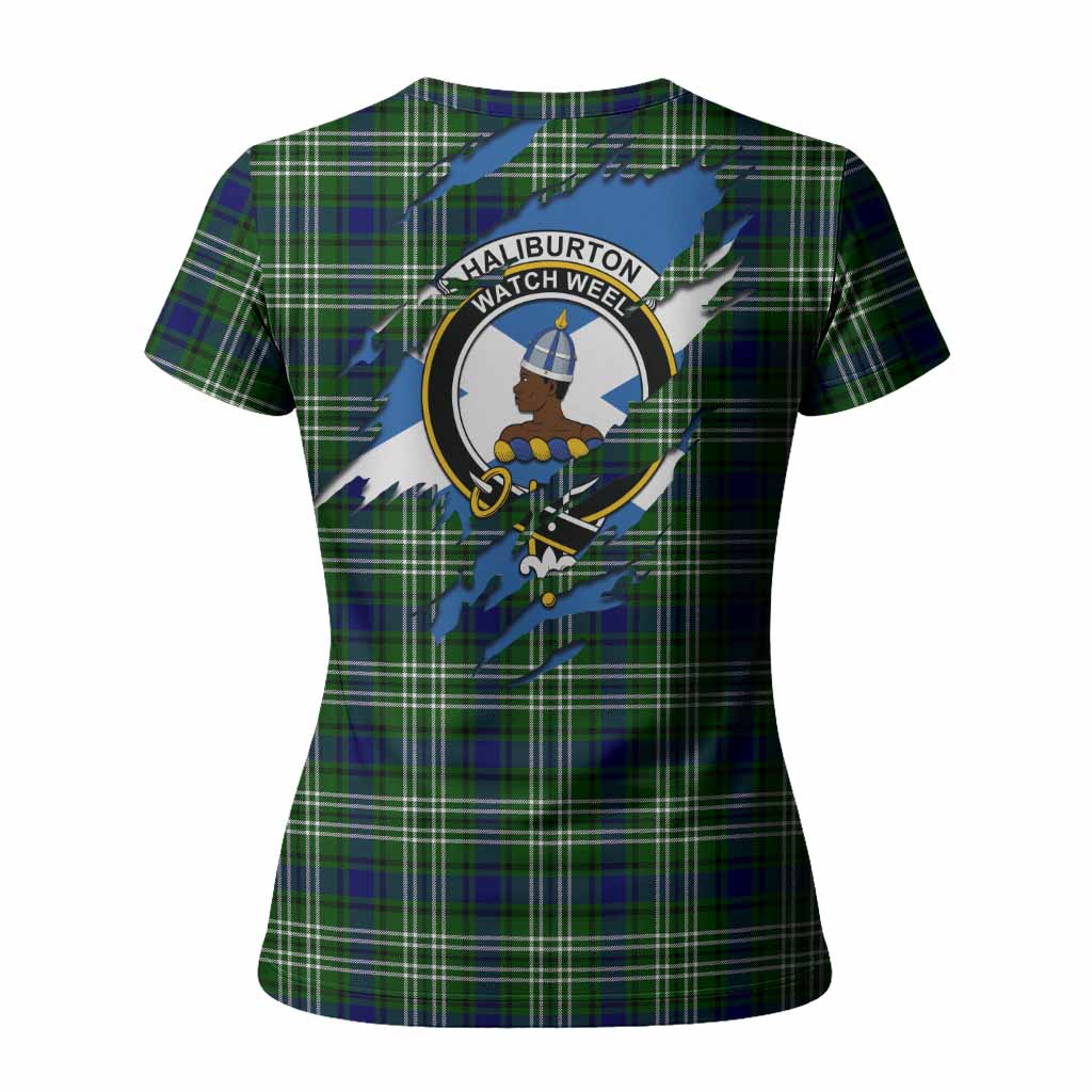 Haliburton Clan Crest In Me Tartan Women T shirt Scotland Flag Style