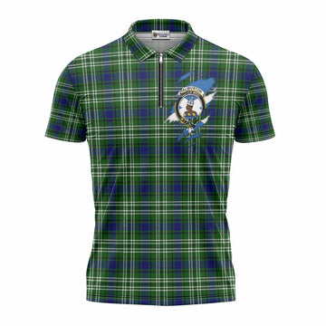 Haliburton Clan Crest In Me Tartan Zipper Polo Shirt Scotland Flag Style