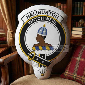 Haliburton Clan Crest Shaped Throw Pillow, Scottish Clan Badge Decorative Pillow