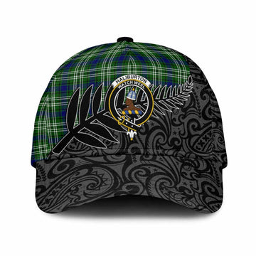 Haliburton Crest Tartan Classic Cap with New Zealand Silver Fern Half Style