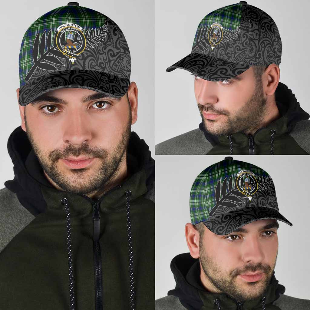 Haliburton Crest Tartan Classic Cap with New Zealand Silver Fern Half Style