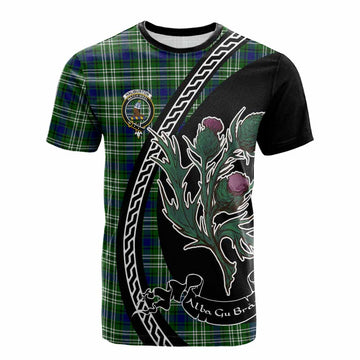 Haliburton Family Crest Tartan Cotton T-shirt Alba Thistle Inspired - Tartan Vibes Clothing