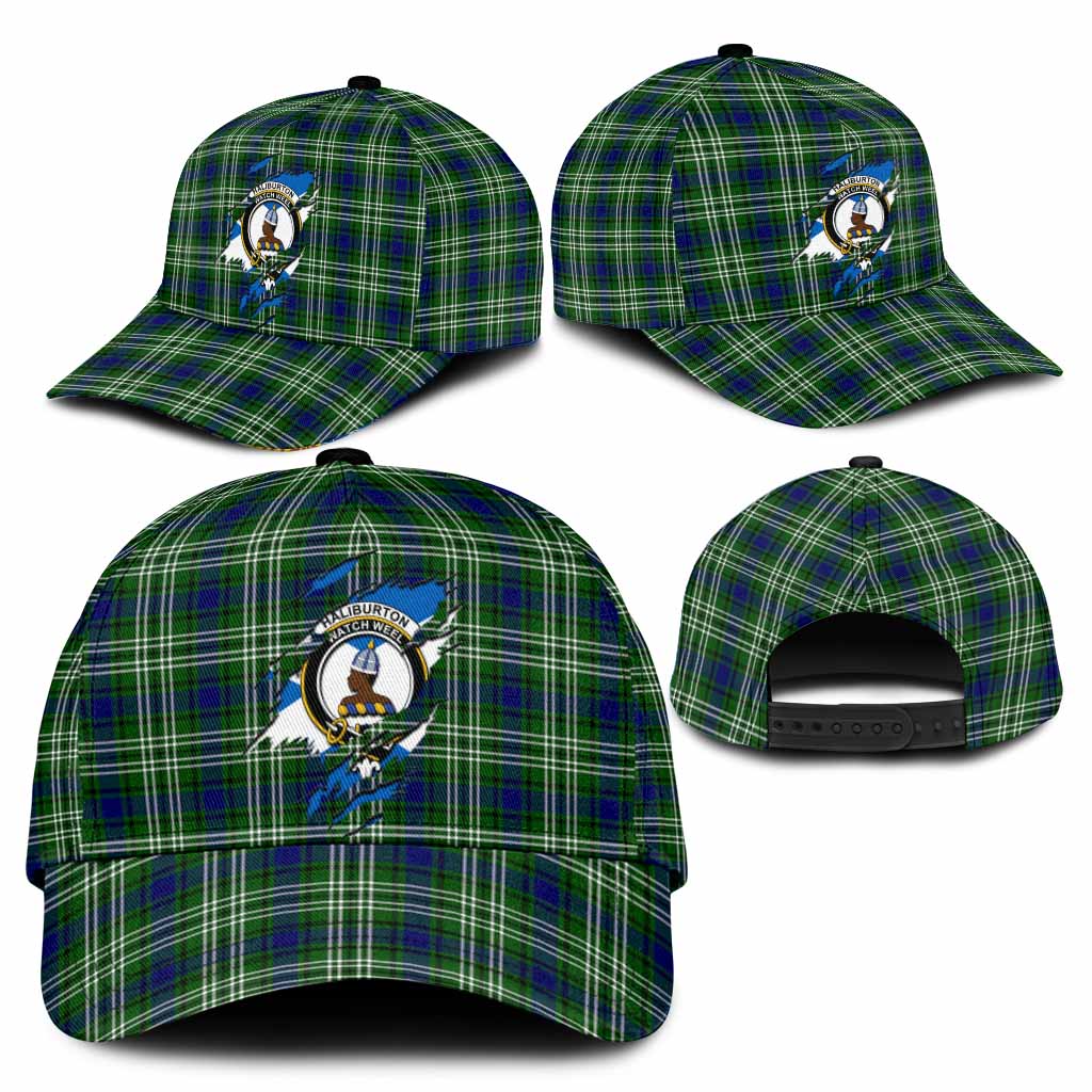 Haliburton Tartan Classic Cap with Family Crest In Me Style