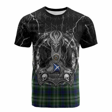 Haliburton Tartan Crest Cotton T-shirt Celtic Odin's Raven Legacy