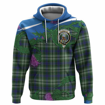 Haliburton Tartan Family Crest Hoodie Thistle in Minimalism