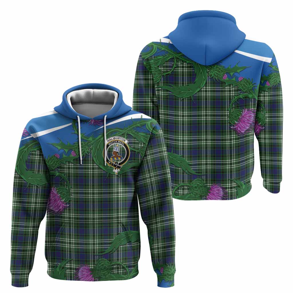 Haliburton Tartan Family Crest Hoodie Thistle in Minimalism