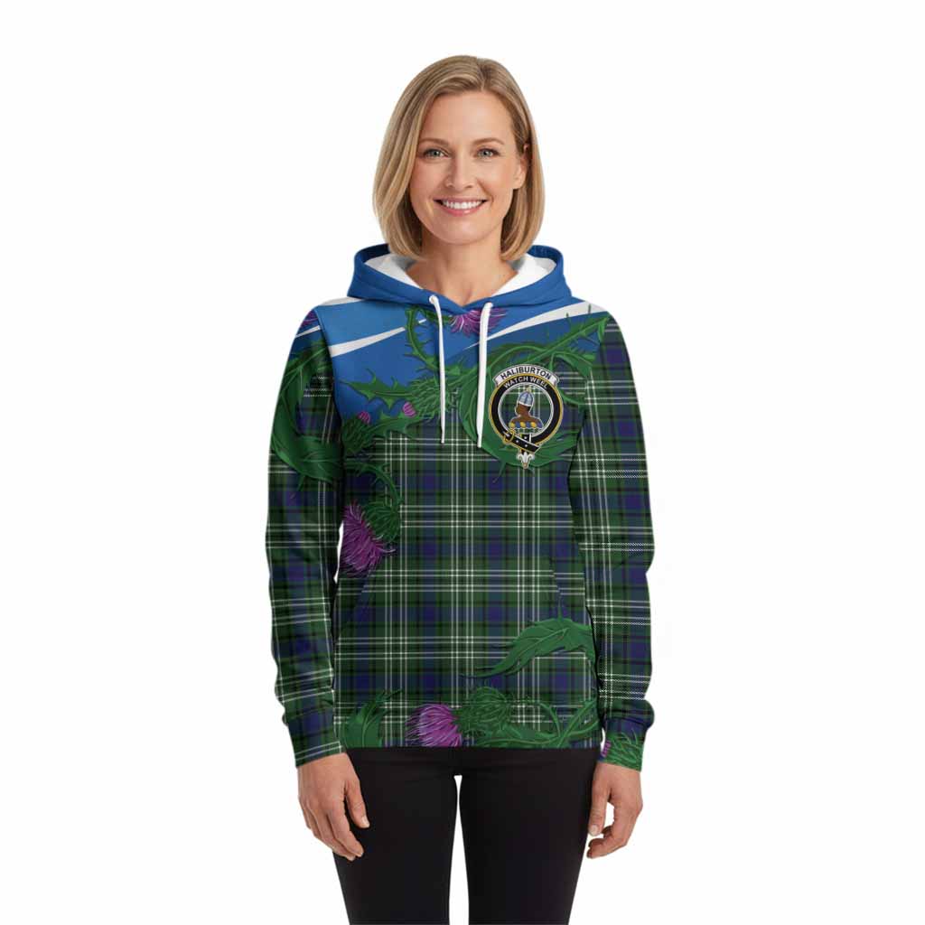 Haliburton Tartan Family Crest Hoodie Thistle in Minimalism