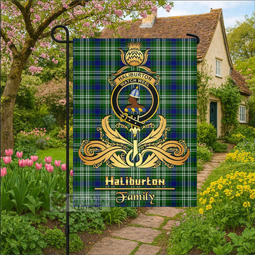 Haliburton Tartan Garden Flag with Highland Thistle Cherish Family Crest Style