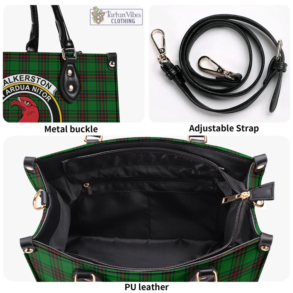 Halkerston Tartan Luxury Leather Handbags with Family Crest - Tartan Vibes Clothing