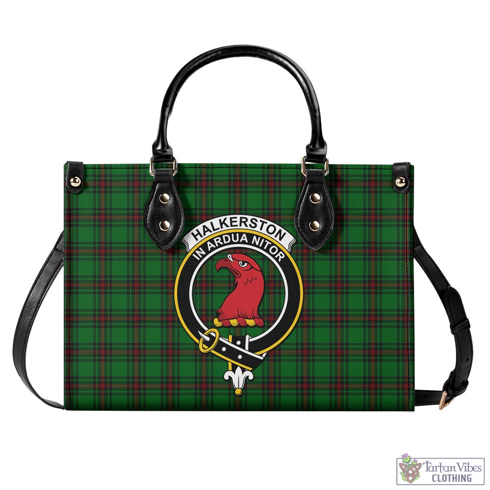 Halkerston Tartan Luxury Leather Handbags with Family Crest - Tartan Vibes Clothing