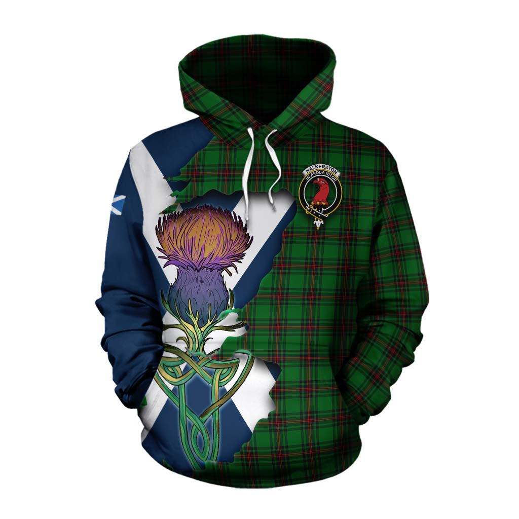 Halkerston Tartan Family Crest Cotton Hoodie Scottish Thistle Celtic Inspired Pullover Hoodie XS - Tartan Vibes Clothing
