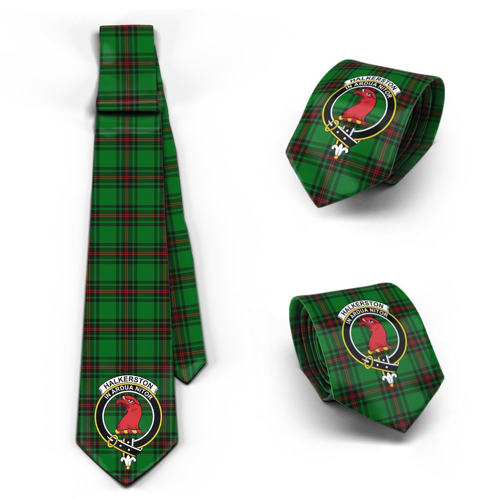 Halkerston Tartan Classic Necktie with Family Crest Necktie One Size - Tartan Vibes Clothing