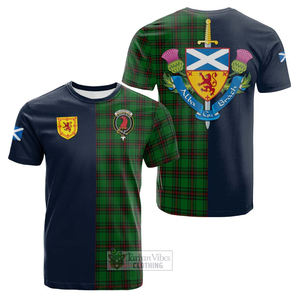 Halkerston Tartan Cotton T-shirt Alba with Scottish Lion Royal Arm Half Style Kid's Shirt - Tartan Vibes Clothing