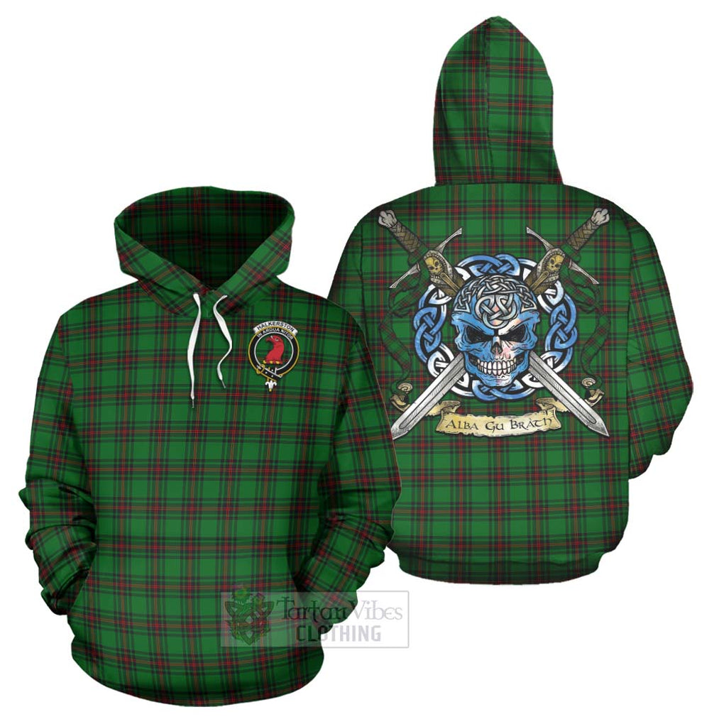 Halkerston Tartan Hoodie with Family Crest Celtic Skull Style Zip Hoodie - Tartan Vibes Clothing