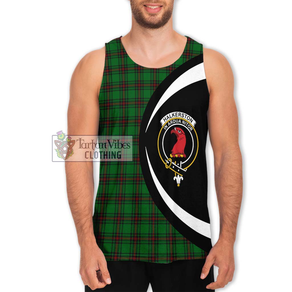 Halkerston Tartan Men's Tank Top with Family Crest Circle Style Men - Tartan Vibes Clothing