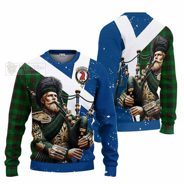 Halkerston Tartan Knitted Sweater with Family Crest Scottish Bagpiper Vibes Unisex - Tartan Vibes Clothing