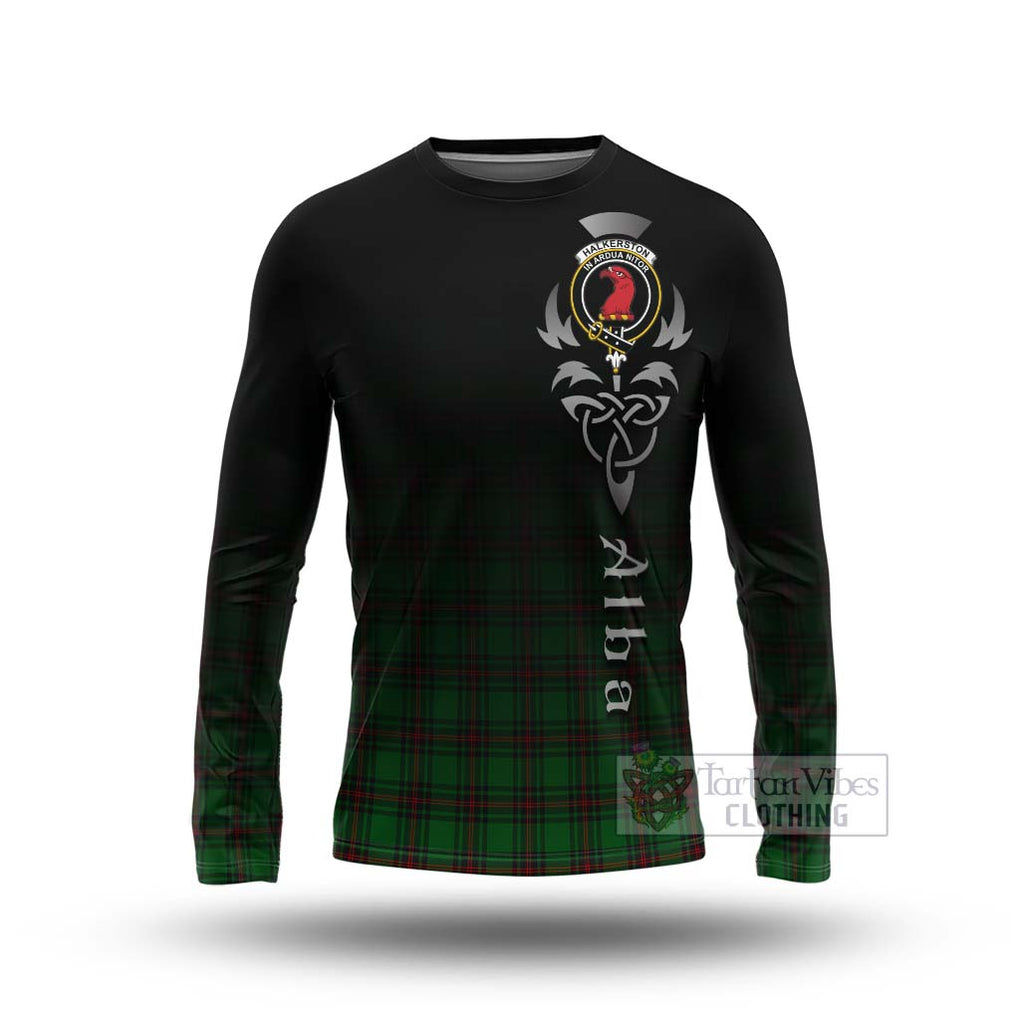 Halkerston Tartan Long Sleeve T-Shirt Featuring Alba Gu Brath Family Crest Celtic Inspired Unisex - Tartan Vibes Clothing