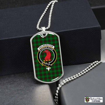 Tartan Vibes Clothing Halkerston Tartan Dog Tag Necklace with Family Crest