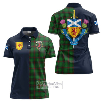 Halkerston Tartan Women's Polo Shirt Alba with Scottish Lion Royal Arm Half Style Women - Tartan Vibes Clothing