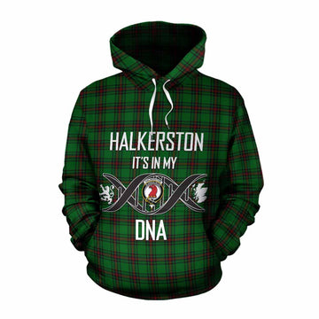 Halkerston Tartan Cotton Hoodie with Family Crest DNA In Me Style Pullover Hoodie XS - Tartan Vibes Clothing
