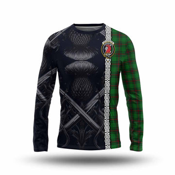 Halkerston Tartan Long Sleeve T-Shirt with Family Crest Cross Sword Thistle Celtic Vibes Unisex - Tartan Vibes Clothing