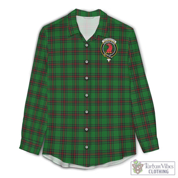 Halkerston Tartan Womens Casual Shirt with Family Crest