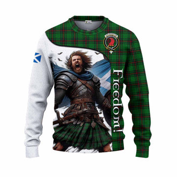 Tartan Vibes Clothing Halkerston Crest Tartan Knitted Sweater Inspired by the Freedom of Scottish Warrior
