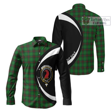 Halkerston Tartan Long Sleeve Button Up with Family Crest Circle Style Men's Shirt S - Tartan Vibes Clothing