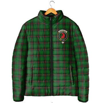 Halkerston Tartan Padded Jacket with Family Crest Men's Padded Jacket - Tartan Vibes Clothing