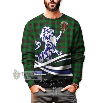 Halkerston Tartan Sweatshirt with Alba Gu Brath Regal Lion Emblem Unisex - Tartan Vibes Clothing